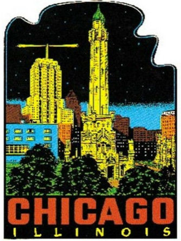 (image for) Illinois (2) CHICAGO Vintage Vacation Stickers